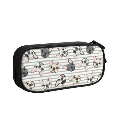 Laimīgi franču buldogu skolas zīmuļu futrāļi meitenei zēnam liela ietilpība franču suņu zīmuļu maciņa studentiem kancelejas preces