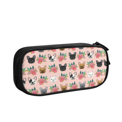 Laimīgi franču buldogu skolas zīmuļu futrāļi meitenei zēnam liela ietilpība franču suņu zīmuļu maciņa studentiem kancelejas preces