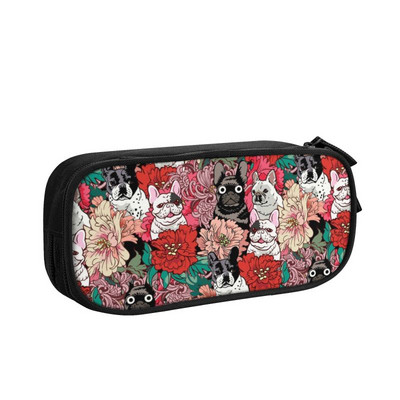 Laimīgi franču buldogu skolas zīmuļu futrāļi meitenei zēnam liela ietilpība franču suņu zīmuļu maciņa studentiem kancelejas preces