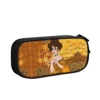 Slatka žena u zlatnim pernicama za djevojčice i dječake velikog kapaciteta The Kiss by Gustav Klimt Torba za olovke Pribor