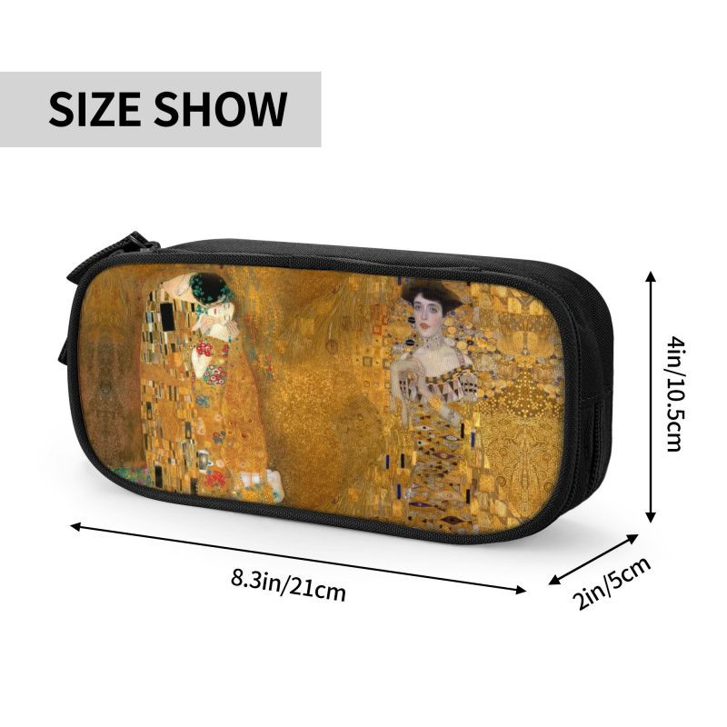 Slatka žena u zlatnim pernicama za djevojčice i dječake velikog kapaciteta The Kiss by Gustav Klimt Torba za olovke Pribor