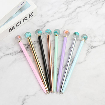 Creative Big Ball Crown Metal Pen Ballpoint Dried Flower Pen Business Signature Instrument Rotary Oily Pen Stationery Gel στυλό