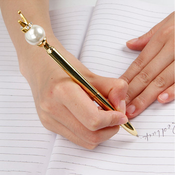 Creative Big Ball Crown Metal Pen Ballpoint Dried Flower Pen Business Signature Instrument Rotary Oily Pen Stationery Gel στυλό