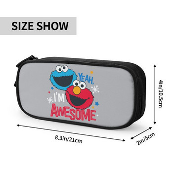 Kawaii Cartoon Sesame Street Cookie Monster Калъф за молив за момичета Момчета Персонализирана чанта за писалка с голям капацитет Кутия за ученически пособия