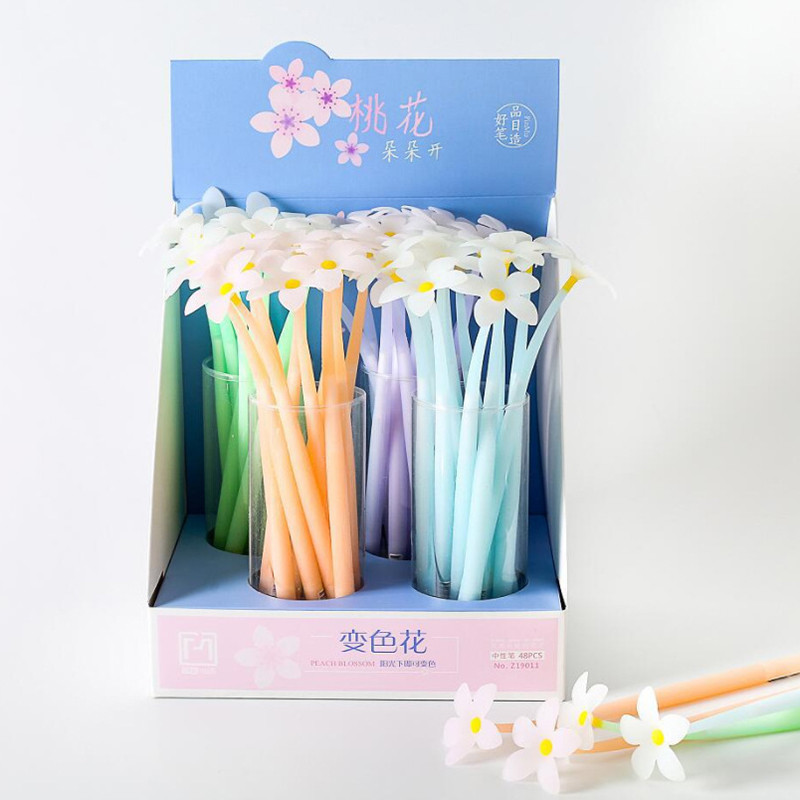 Magiškas rašiklis! Peach Blossom gelio rašiklis, galintis pakeisti spalvą Gėlių spalvotas rašiklis 4 vnt. / part