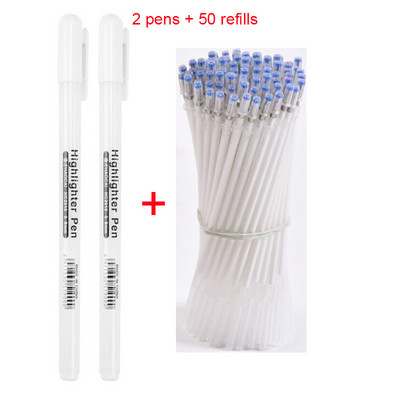 2 kom + 50 komada punjenja/set, zlatno/bijelo/srebrno crtanje, animacija, bijelo punjenje, posebno za studente, crna kartica za kaligrafiju 0,8 mm