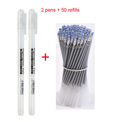 2 kom + 50 komada punjenja/set, zlatno/bijelo/srebrno crtanje, animacija, bijelo punjenje, posebno za studente, crna kartica za kaligrafiju 0,8 mm