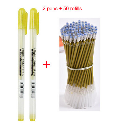 2 kom + 50 komada punjenja/set, zlatno/bijelo/srebrno crtanje, animacija, bijelo punjenje, posebno za studente, crna kartica za kaligrafiju 0,8 mm