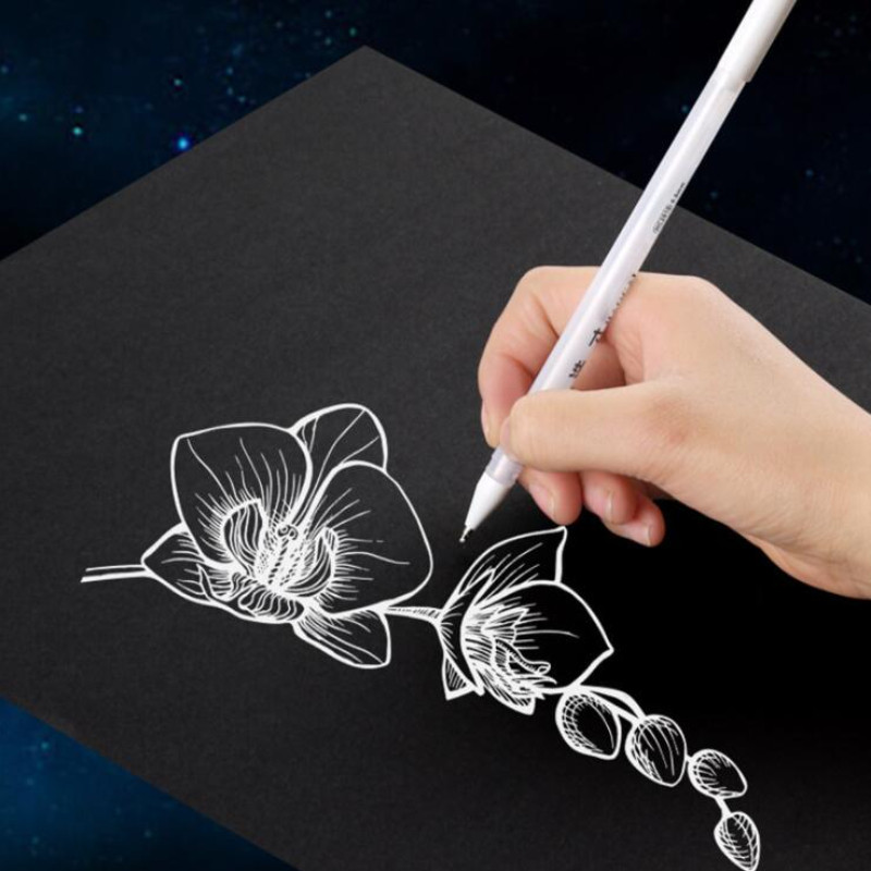 2 kom + 50 komada punjenja/set, zlatno/bijelo/srebrno crtanje, animacija, bijelo punjenje, posebno za studente, crna kartica za kaligrafiju 0,8 mm