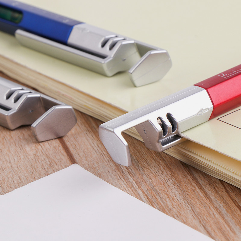 Pix multifuncțional creativ, șurubelniță, pix, pix, nivel cu spirit, Suport din plastic pentru telefon, instrument de scris pentru papetărie