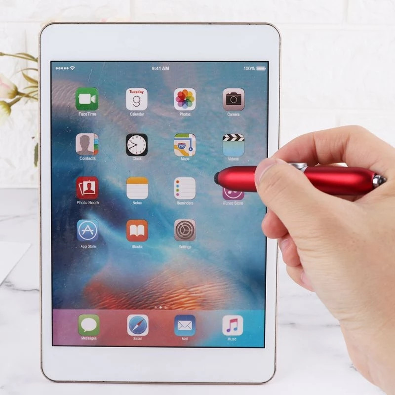 Stilo de decompresie creativ 4 în 1 Pix multifuncțional cu bilă giroscopică Lanternă LED Stilo luminos Ipad pentru ecran tactil