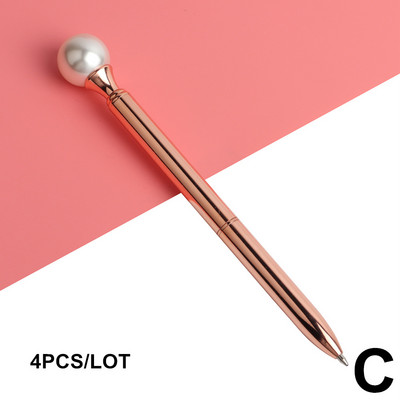 4 τμχ/σετ Νέο ροζ χρυσό στυλό μαργαριταρένιο στυλό με στίγματα διαμάντια Oil ντεγκραντέ Σετ Μαύρο μπλε ανταλλακτικό Novel Stationary Set