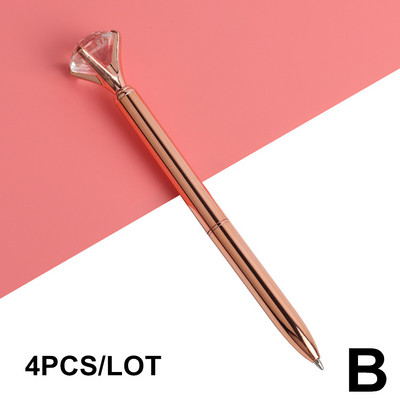 4 τμχ/σετ Νέο ροζ χρυσό στυλό μαργαριταρένιο στυλό με στίγματα διαμάντια Oil ντεγκραντέ Σετ Μαύρο μπλε ανταλλακτικό Novel Stationary Set