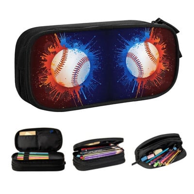Kawaii Baseball Pattern Art ceruza toll lányoknak fiúknak, nagy kapacitású softball ceruzatartó iskolai kellékek