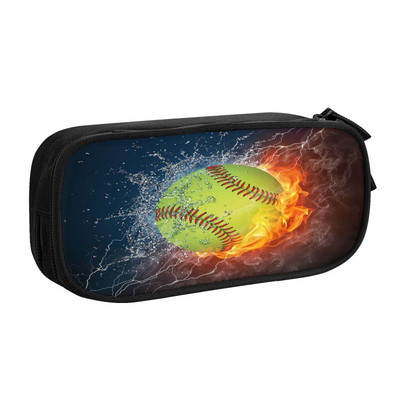 Kawaii beisbola raksta mākslas zīmuļu futrālis meitenēm zēniem liela ietilpība softbola zīmuļu maisiņš skolas piederumi