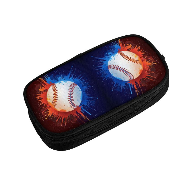 Kawaii beisbola raksta mākslas zīmuļu futrālis meitenēm zēniem liela ietilpība softbola zīmuļu maisiņš skolas piederumi