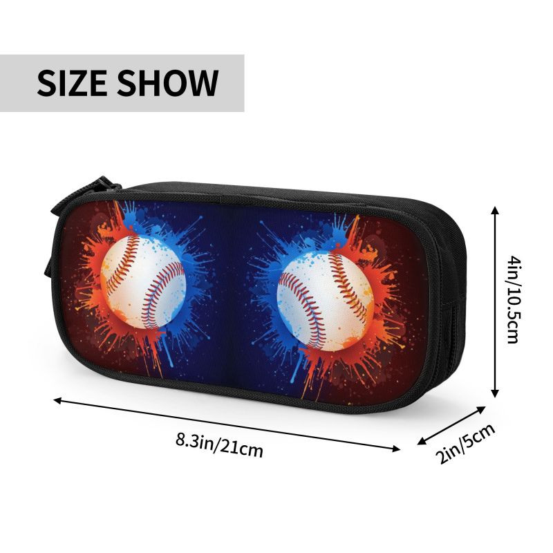 Kawaii beisbola raksta mākslas zīmuļu futrālis meitenēm zēniem liela ietilpība softbola zīmuļu maisiņš skolas piederumi