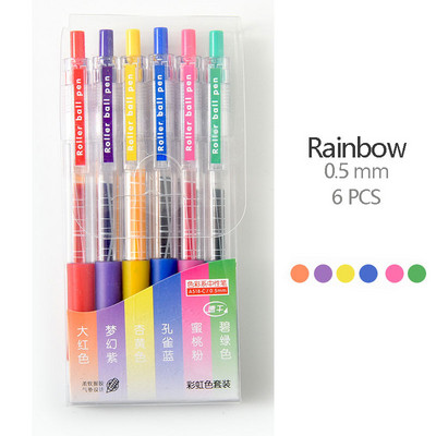 6 krāsu/komplekts Kawaii krāsainas izvelkamas lodīšu pildspalvas 0,5 mm žurnālam Cute kancelejas piederumu gēla pildspalvu komplekts skolas un biroja rakstīšanai