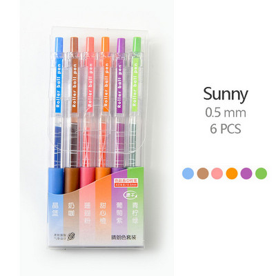 6 krāsu/komplekts Kawaii krāsainas izvelkamas lodīšu pildspalvas 0,5 mm žurnālam Cute kancelejas piederumu gēla pildspalvu komplekts skolas un biroja rakstīšanai