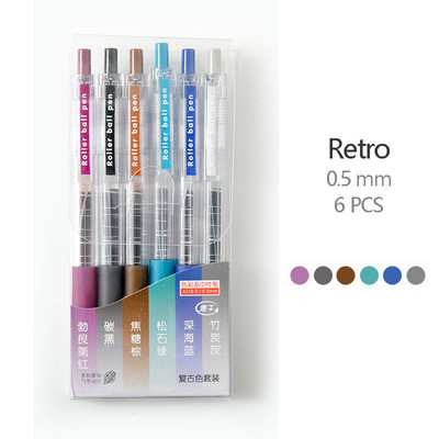 6 krāsu/komplekts Kawaii krāsainas izvelkamas lodīšu pildspalvas 0,5 mm žurnālam Cute kancelejas piederumu gēla pildspalvu komplekts skolas un biroja rakstīšanai