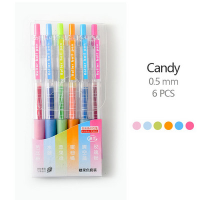 6 krāsu/komplekts Kawaii krāsainas izvelkamas lodīšu pildspalvas 0,5 mm žurnālam Cute kancelejas piederumu gēla pildspalvu komplekts skolas un biroja rakstīšanai