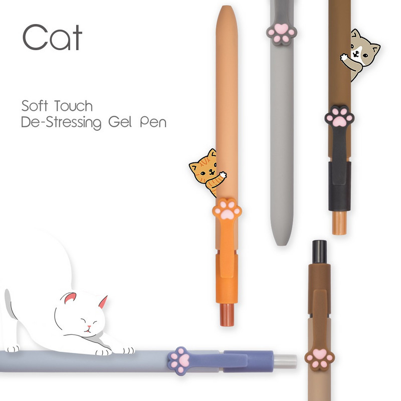 5 τμχ Cute Cat Paw Gel στυλό μελάνι Σετ Soft Touch De-stressing Design 0,5mm Ballpoint Black Color Writing Office School A6602