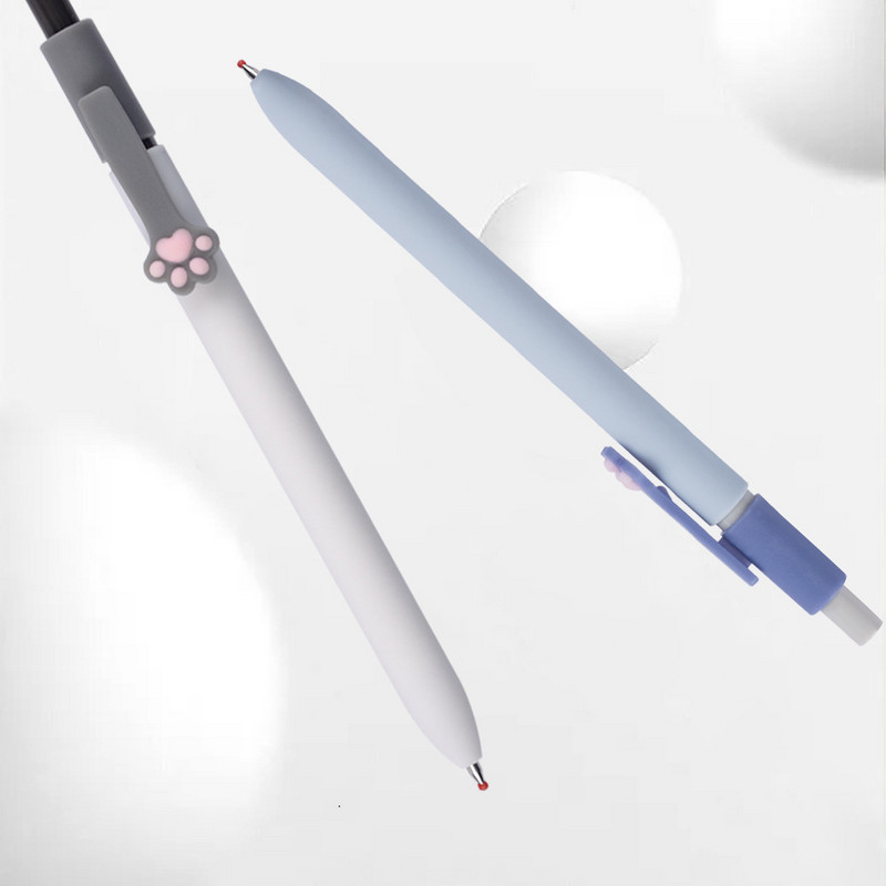 5 τμχ Cute Cat Paw Gel στυλό μελάνι Σετ Soft Touch De-stressing Design 0,5mm Ballpoint Black Color Writing Office School A6602
