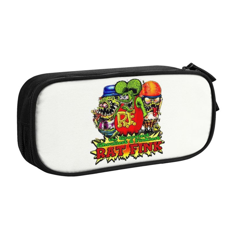 Pielāgots Rat Fink grafiskais Kawaii zīmuļu futrālis Boys Gilrs lielas ietilpības multfilmas Monster Pencil Pouch studentu skola