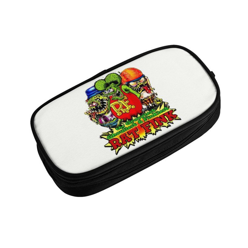 Pielāgots Rat Fink grafiskais Kawaii zīmuļu futrālis Boys Gilrs lielas ietilpības multfilmas Monster Pencil Pouch studentu skola