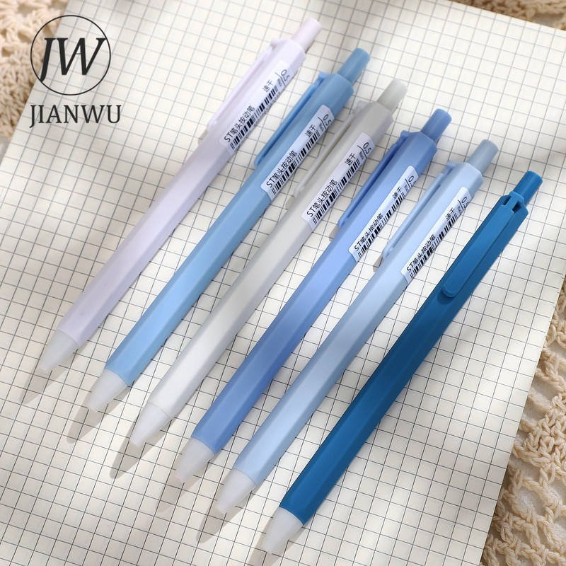 JIANWU 6 kom/set Morandi jednostavna gel olovka 0,5 mm crna tinta ST pero Pisaća ispitna olovka za studente Uredski školski pribor