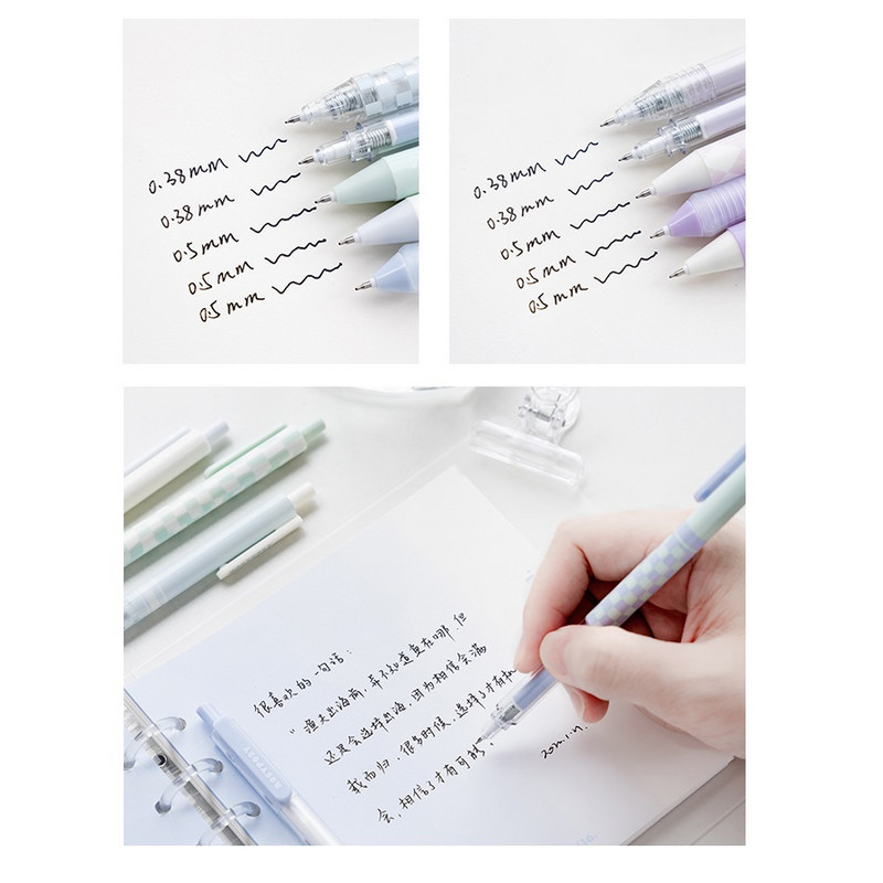 5 τμχ Nice Checkerboard Gel Pens Set Fresh Vanilla Style 0,38mm 0,5mm Ballpoint Black Color Ink Writing School A7082