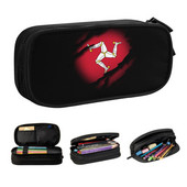 Slatka pernica sa zastavom otoka Mana za dječake, djevojčice, velika torba za olovke, školski pribor