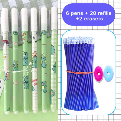 28 bucăți/lot pixuri cu gel ștergebile Set de reîncărcare albastru 0,5 mm Peniță Kawaii pentru fete care scriu coreeană drăguț rechizite școlare Papetarie