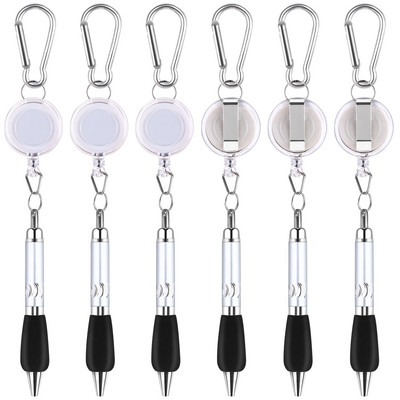 6 buc. snur de tragere pentru drumeții breloc cu șnur stilou cu clemă pentru curea pixuri carabinier pixuri cu bile pix retractabil cu insignă