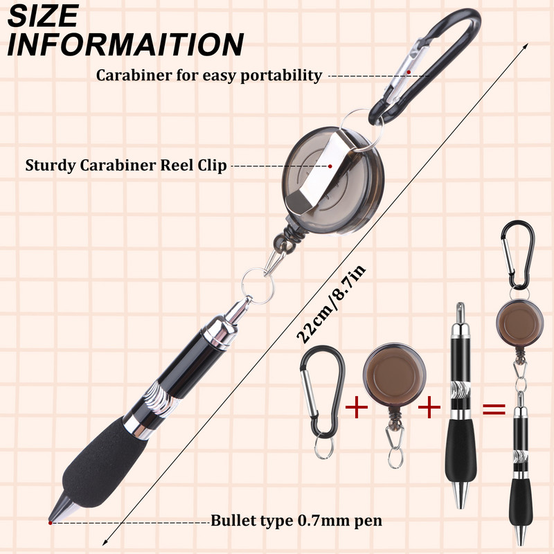 6 buc. snur de tragere pentru drumeții breloc cu șnur stilou cu clemă pentru curea pixuri carabinier pixuri cu bile pix retractabil cu insignă
