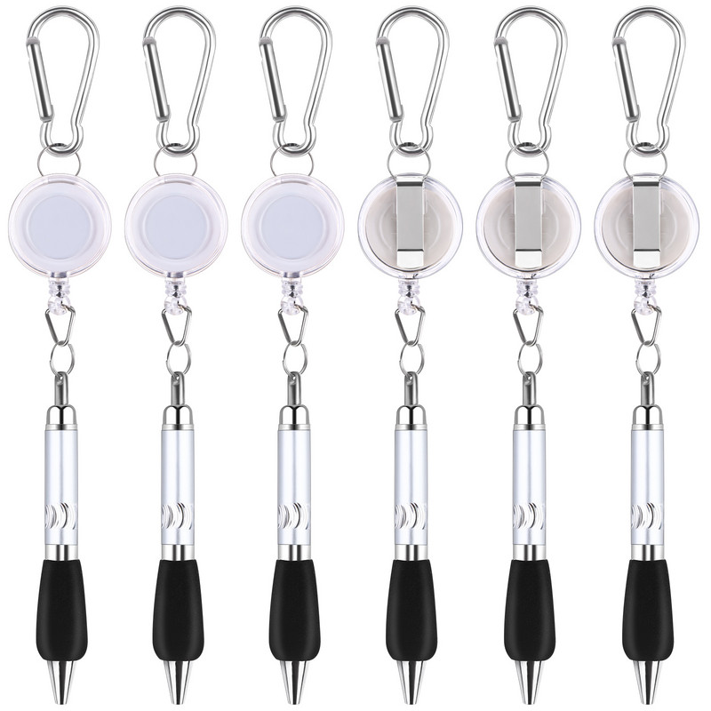 6 buc. snur de tragere pentru drumeții breloc cu șnur stilou cu clemă pentru curea pixuri carabinier pixuri cu bile pix retractabil cu insignă