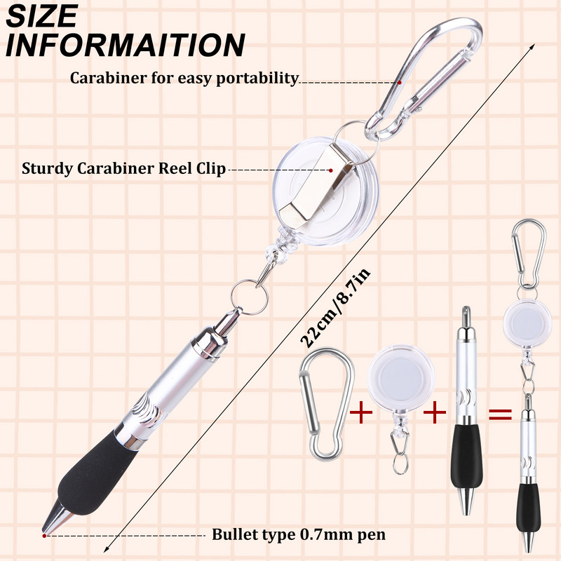 6 buc. snur de tragere pentru drumeții breloc cu șnur stilou cu clemă pentru curea pixuri carabinier pixuri cu bile pix retractabil cu insignă