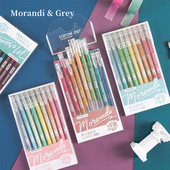 9 komada Morandi Grey Set olovaka u više boja gel olovaka Retro Marker Liner 0,5 mm Kemijska olovka Za časopis Školski umjetnički pribor