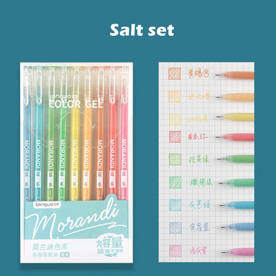 9 komada Morandi Grey Set olovaka u više boja gel olovaka Retro Marker Liner 0,5 mm Kemijska olovka Za časopis Školski umjetnički pribor