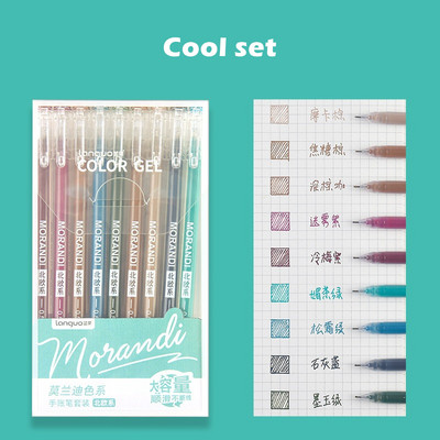 9 komada Morandi Grey Set olovaka u više boja gel olovaka Retro Marker Liner 0,5 mm Kemijska olovka Za časopis Školski umjetnički pribor