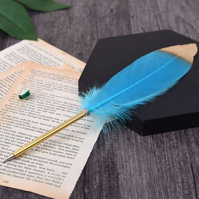 Creative Feather Pen Office Signature Lodīšu pildspalva 0,5 mm, melna zila tinte Ziemassvētku dāvanu kāzu reklāma