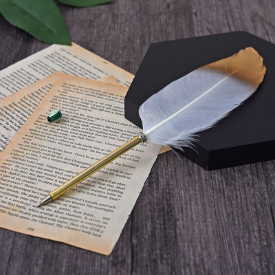 Creative Feather Pen Office Signature Lodīšu pildspalva 0,5 mm, melna zila tinte Ziemassvētku dāvanu kāzu reklāma