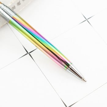 1 τεμ Rainbow Color Ballpoint Στυλό 1,0mm Μαύρο Refill Περιστρεφόμενο Μεταλλικό Στυλό Γραφής Σχολικά είδη γραφείου