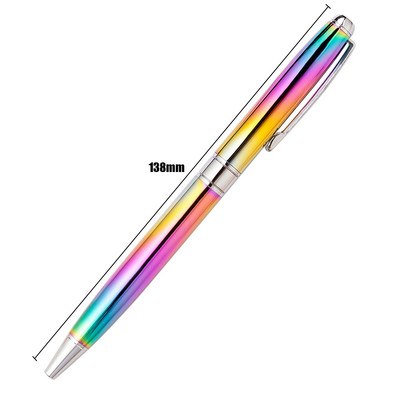 1db Rainbow Color golyóstoll 1,0mm fekete utántöltő írótollak Forgó fém golyóstoll Iskolai irodaszerek