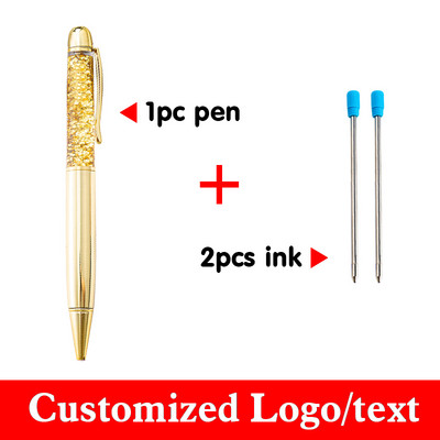 Olovka za živi pijesak, 3 kom/set, modna zlatna kemijska olovka u prahu Nabavite 2 metalne olovke s tintom, prilagođeni logotip, poklon olovka za studente, natpisi na veliko