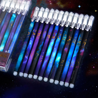 12 PCS Constellation Erasable Pens Set Ученически пособия 0,5 mm Kawaii Gel Pen писалка Офис аксесоари Сладки корейски канцеларски материали