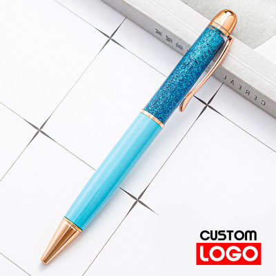 Olovka za živi pijesak Nova modna zlatna kemijska olovka u prahu Kristalna poklon olovka Prilagođeni logotip s natpisom imena Veleprodaja studentskog pribora