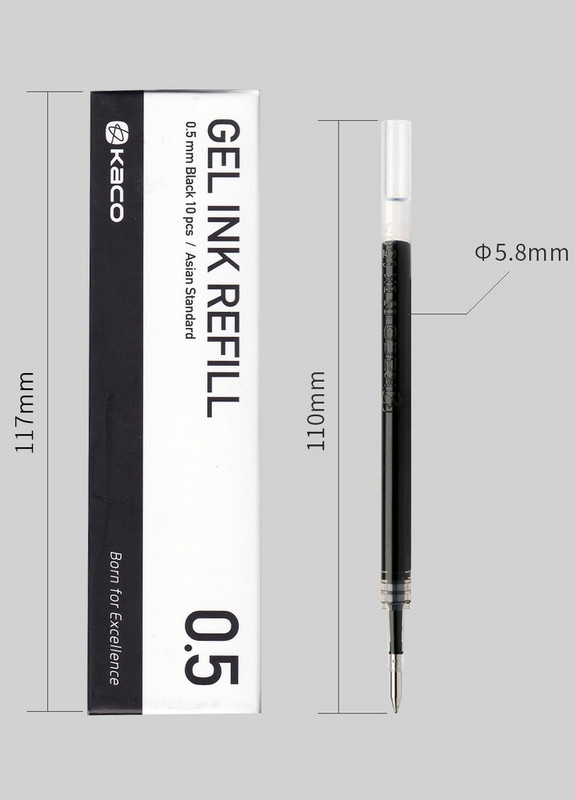 KACO 10 komada plave/crne/crvene/raznobojne tinte za Xiaomi Pen 0,5 mm Signing PEN za školski ured Glatko pisanje Izdržljivo punjenje za potpis