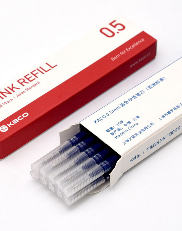 KACO 10 komada plave/crne/crvene/raznobojne tinte za Xiaomi Pen 0,5 mm Signing PEN za školski ured Glatko pisanje Izdržljivo punjenje za potpis