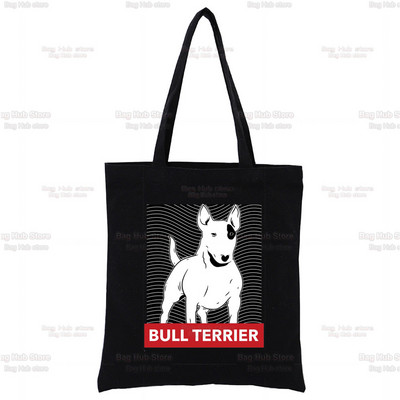 Grupa bul terijera Ženske ručne torbice Platnena velika torba Slatki logotip psa za kućne ljubimce Smiješne crne kupovne Ženske ekološke torbe na rame